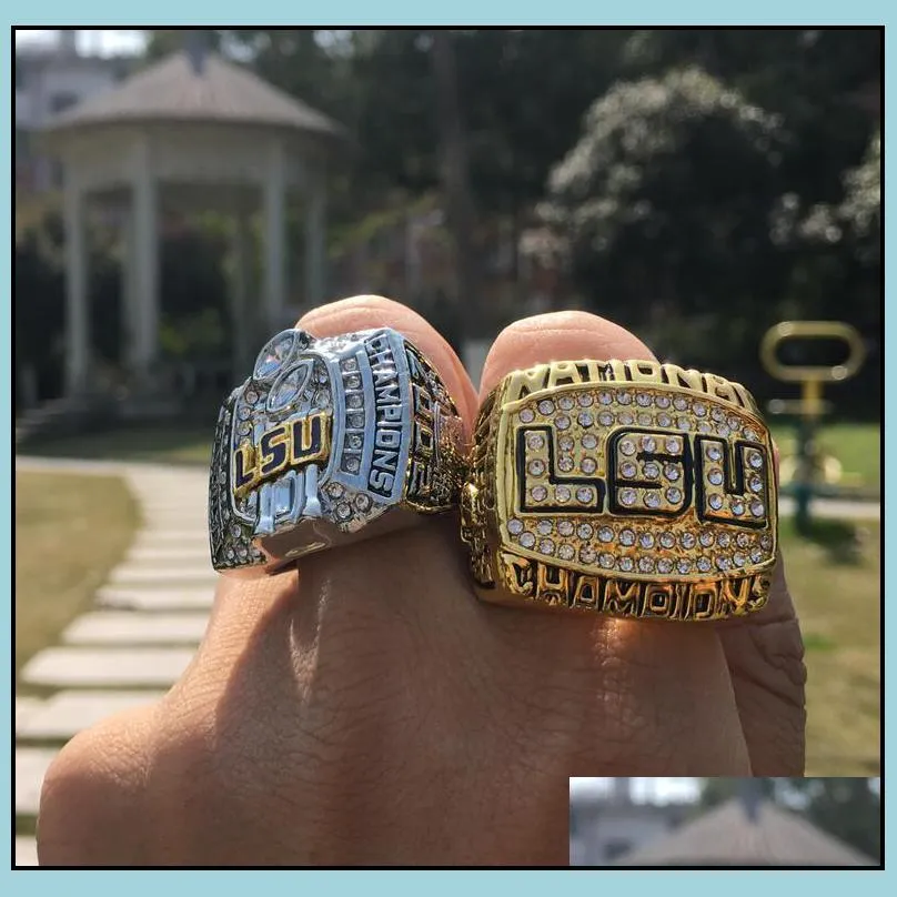 2pcs 2003 2007 lsu tigers national championship ring set souvenir fan men gift wholesale drop 