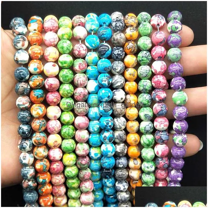 8mm 95/60/45/35/30pcs 4/6/8/10/12mm mixed color rainbow stones round spacer loose beads for necklace bracelet charms jewelry making