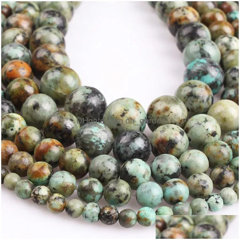 8mm natural african turquoises stone round loose beads 4 6 8 10 12mm fit diy charms bracelet beads for jewelry making