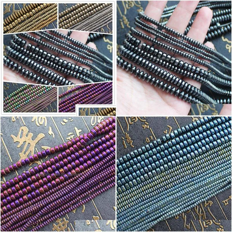 8mm natural hematite plated color rondell loose beads 15inch beads for diy jewelry making