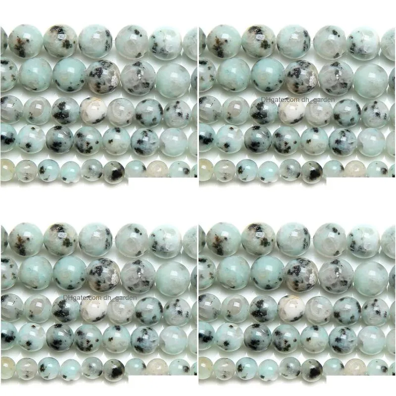 8mm natural sesame stone kiwi jaspers round loose beads 4 6 8 10 12mm pick size for jewelry making