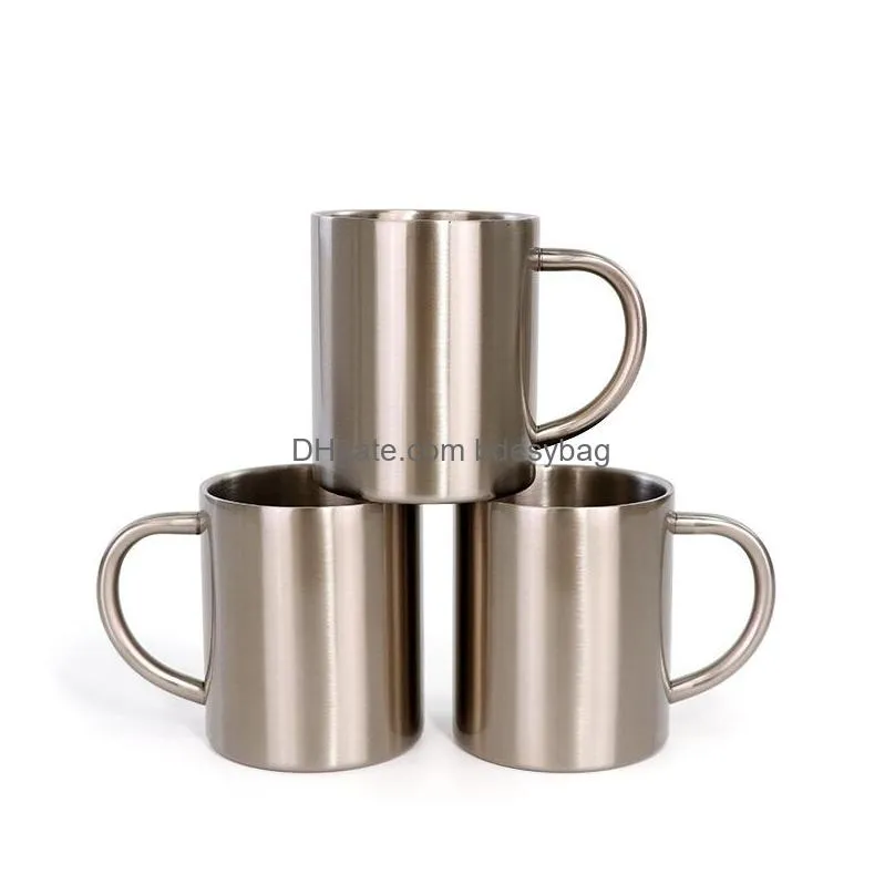 Sublimation Blank Stainless Steel Camping Mug Silver 10oz coffee Travel Mug Blanks for Heat Transfer