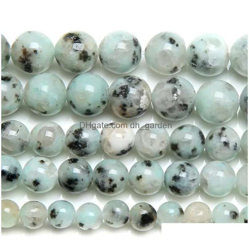 8mm natural sesame stone kiwi jaspers round loose beads 4 6 8 10 12mm pick size for jewelry making