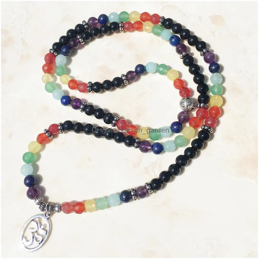 108 mala chakra bracelet or necklace 7 chakra yoga meditation bracelet for women pure natural stone