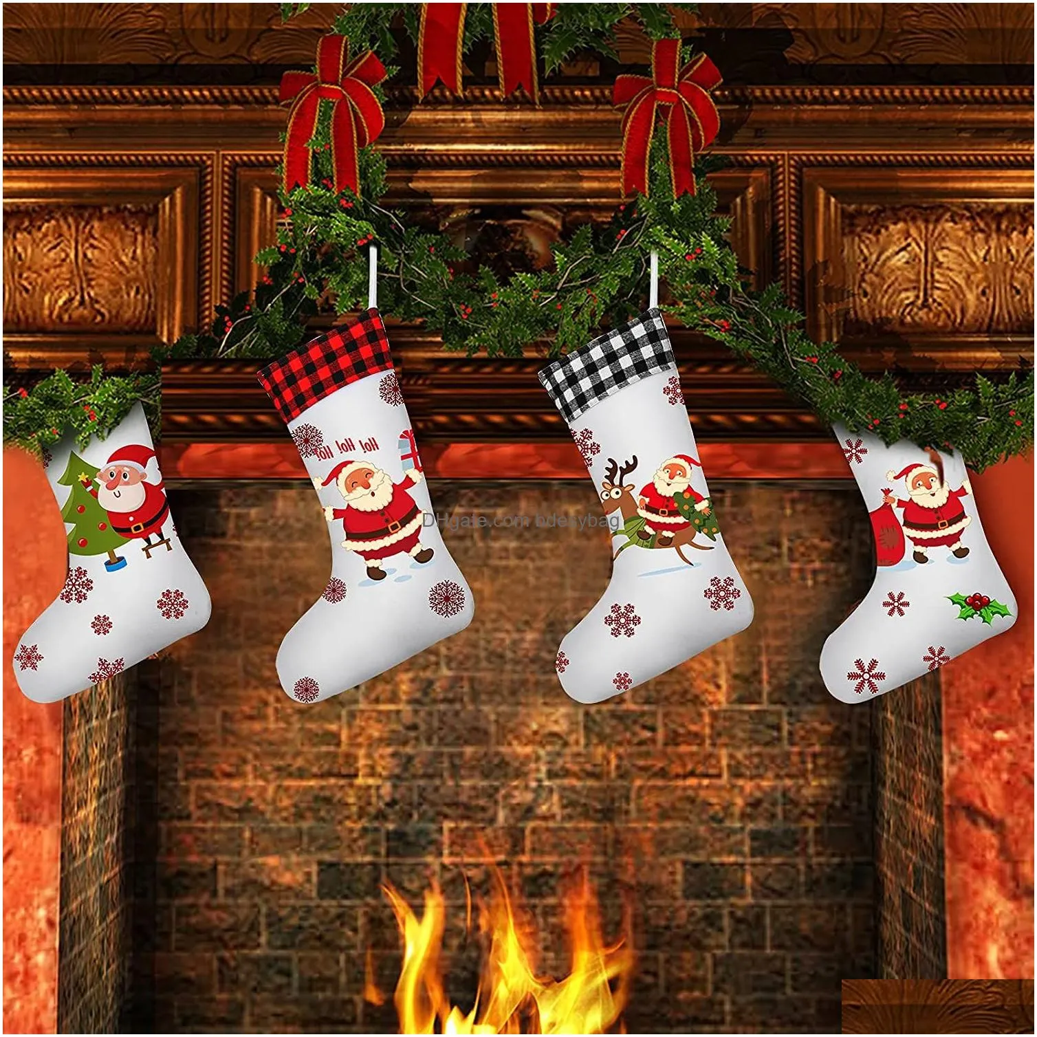 Sublimation Blank Santa Gnome Christmas Stockings Xmas Hanging Socks for Home Fireplace Tree Decor