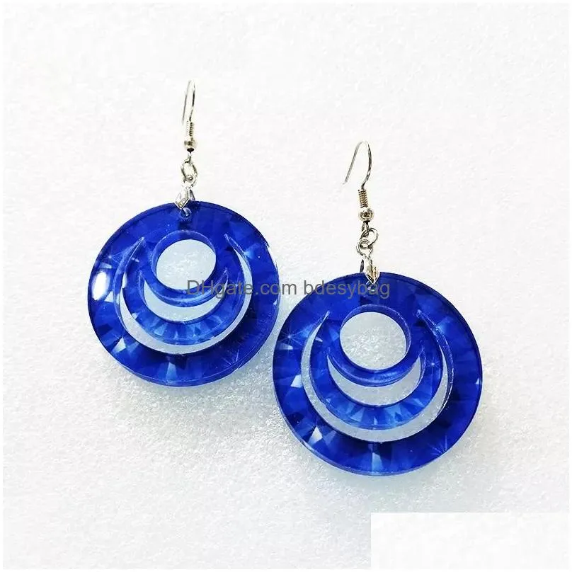 Fashion Sublimation Earring Blanks with Ear hooks Circle Drop Acrylic Clear Earrings for DIY Jewelry Gifts for Women Girls