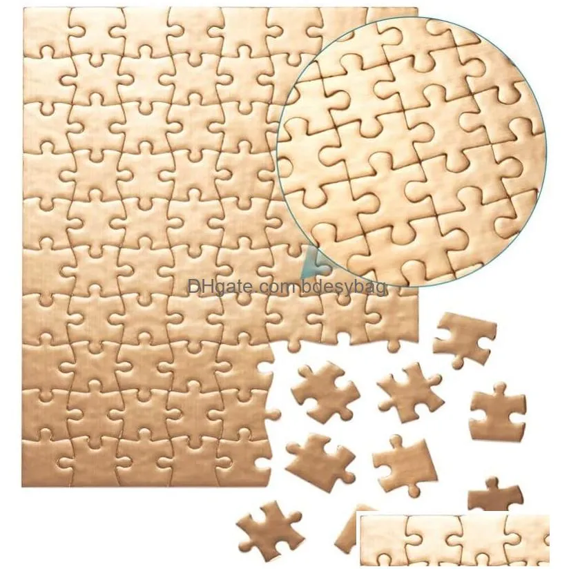 Sublimation Blanks Puzzles Gold Paper Cardboard Jigsaw Puzzle Crafts A5 60pcs 80Pcs 48pcs