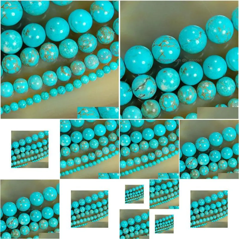8mm one strand blue natural turquoises loose stone jewelry beads pick size 4 6 8 10 12 14mm diy crafts