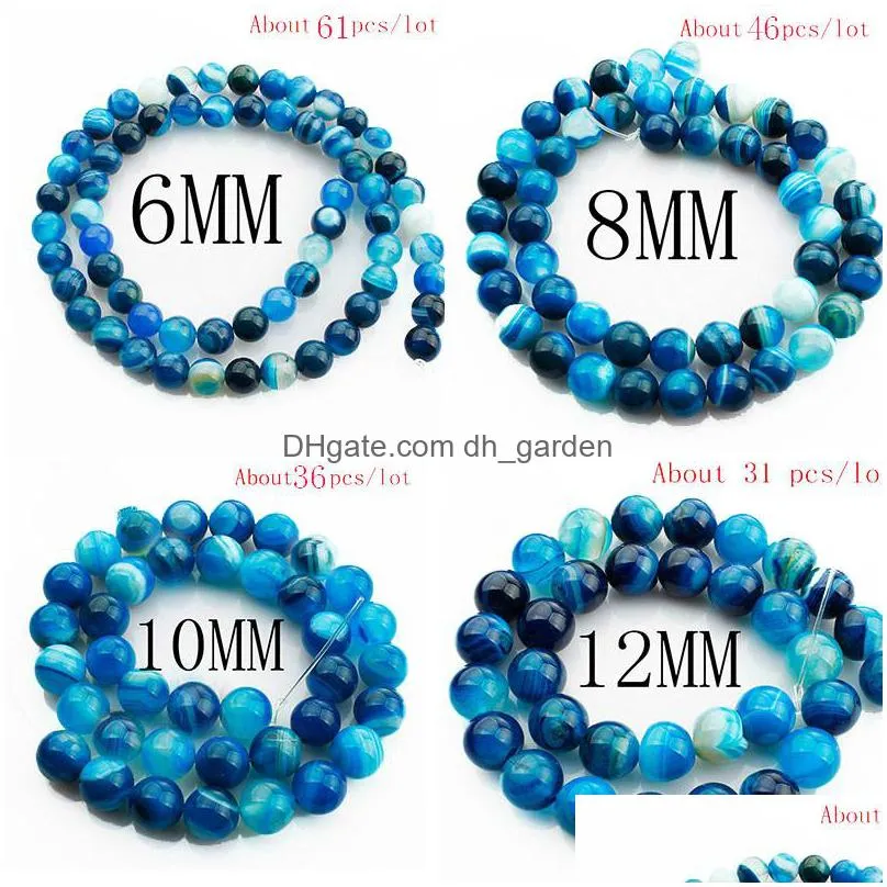 8mm natural stone beads blue stripe agates onyx round loose beads 4 6 8 10 12 14mm fit diy space beads jewelry making
