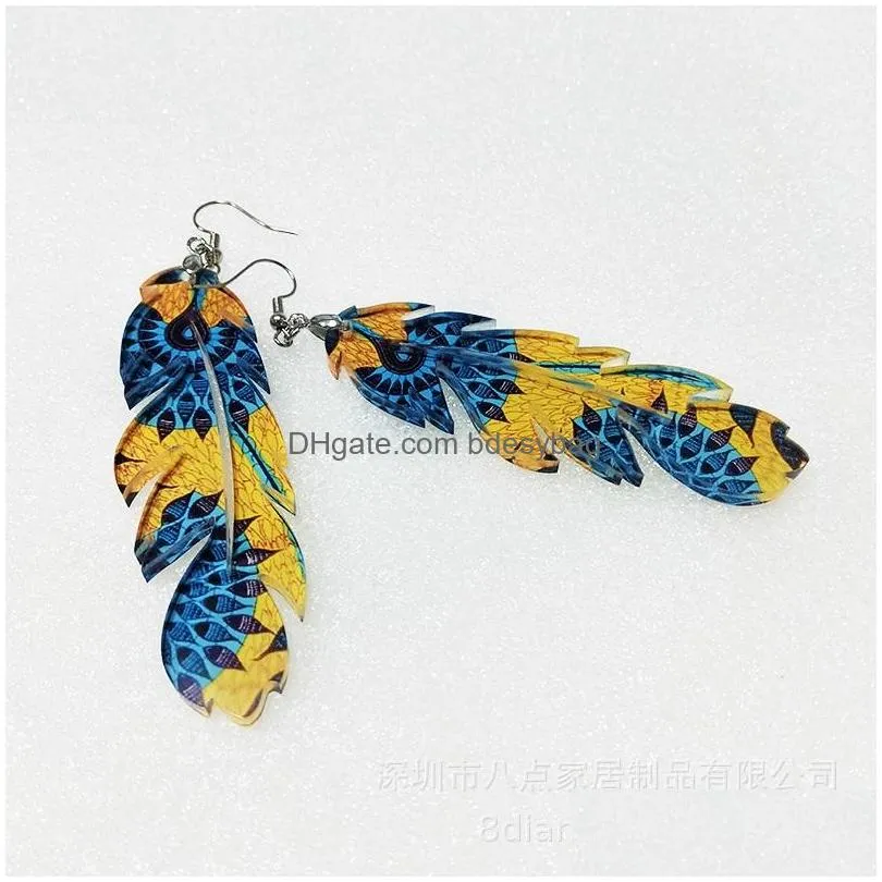 Feather Acrylic Blank earrings Sublimation plastic crafts handmade Fashion earring Blanks with hooks and jump rings