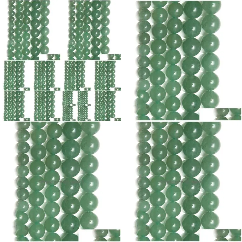 8mm natural stone green aventurine round loose beads 15 strand 4 6 8 10 12 14mm pick size for jewelry making