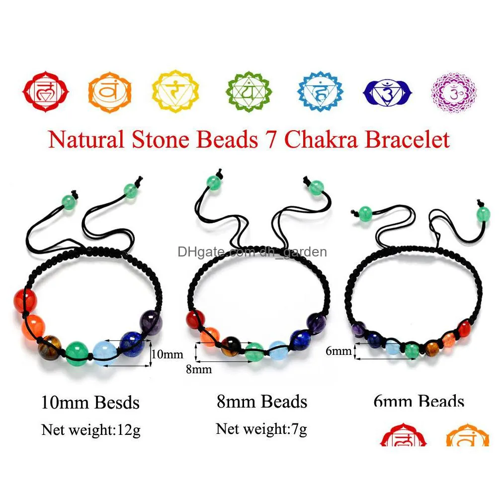 2016 new 7 chakra bracelet men beads colorful stone reiki prayer natural stone yoga bracelet for women men