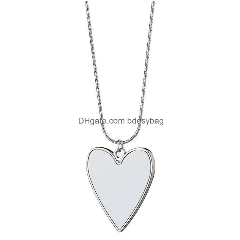 Sublimation blanks necklace bezel pendant trays Photo Blank Heart shape DIY necklaces with chain for Women Jewelry Making