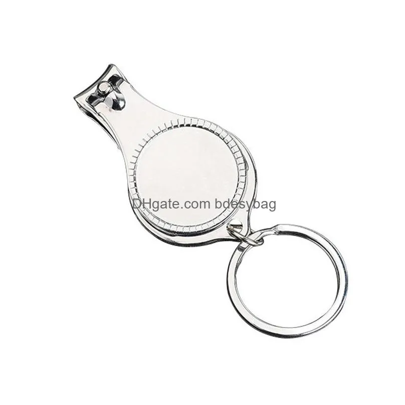 Sublimation Blank Nail Clipper MultiFunctional Metal Bottle Opener Keychains Aluminum Heat Transfer Keychain Blanks