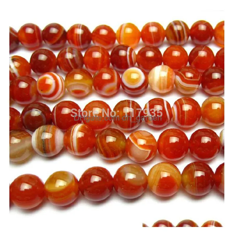 8mm wholesale 6/8/10/12mm natural red stripe carnelian onyx stone round ball loose fashion beads jewelry making