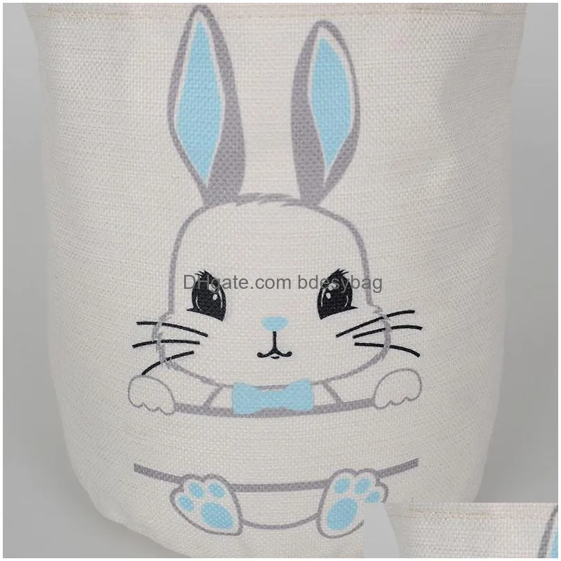 Sublimation Blanks Easter Basket Furry Bunny Tote Bags Burlap Bags with Handles for Kids