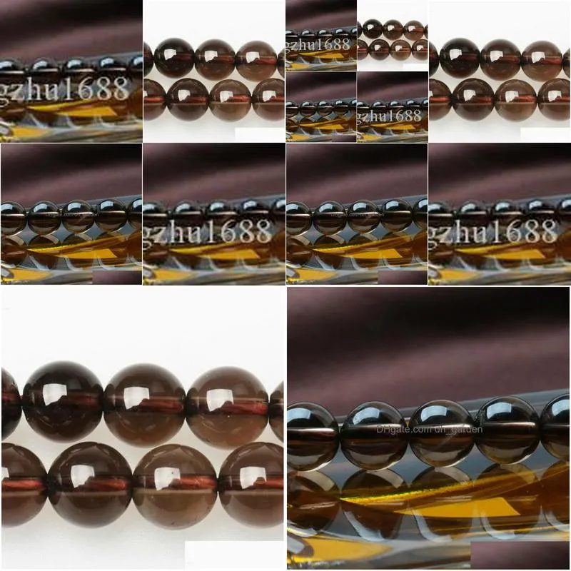 8mm natural stone smooth smoky black quartz loose beads 16 strand 6 8 10 12 mm pick size for jewelry making