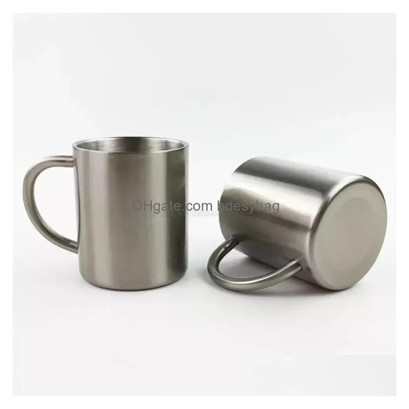 Sublimation Blank Stainless Steel Camping Mug Silver 10oz coffee Travel Mug Blanks for Heat Transfer