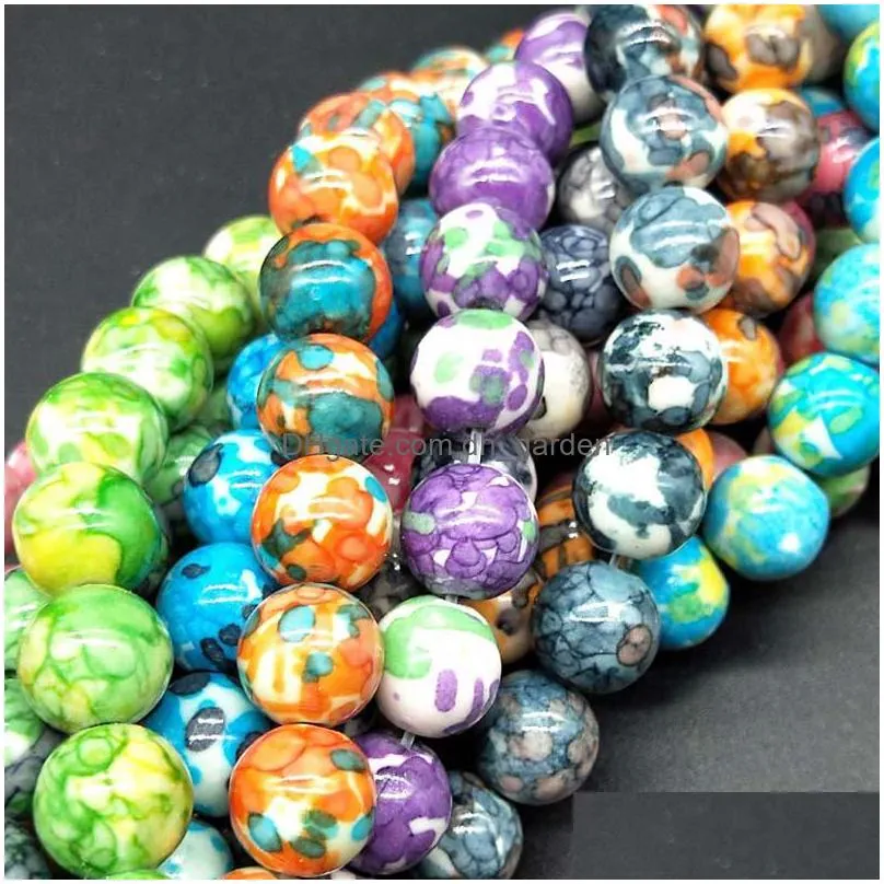 8mm 95/60/45/35/30pcs 4/6/8/10/12mm mixed color rainbow stones round spacer loose beads for necklace bracelet charms jewelry making