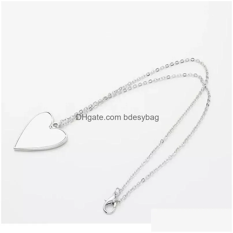 Sublimation blanks necklace bezel pendant trays Photo Blank Heart shape DIY necklaces with chain for Women Jewelry Making