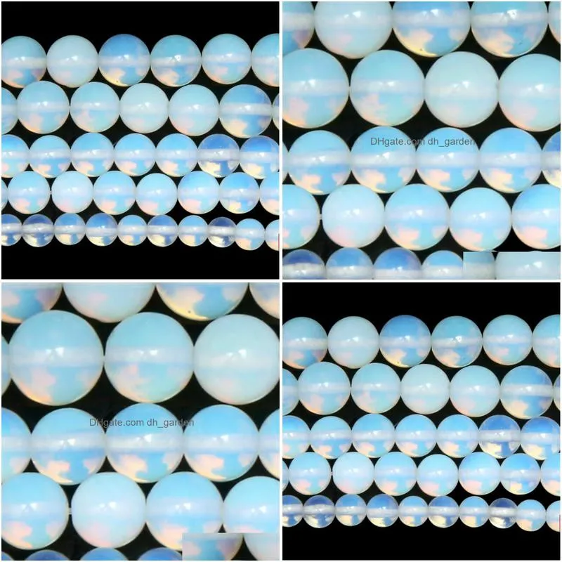 8mm natural stone smooth white opalite quartz loose beads 15 strand 4 6 8 10 12 14mm pick size for jewelry making