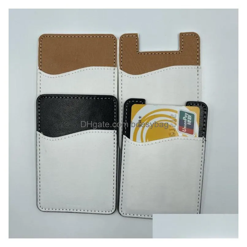 Sublimation Blank Phone Card Holder Pu Leather mobile Wallet Adhesive Cell Phones Credit Cards Sleeves Stick On Pocket Wallets blanks