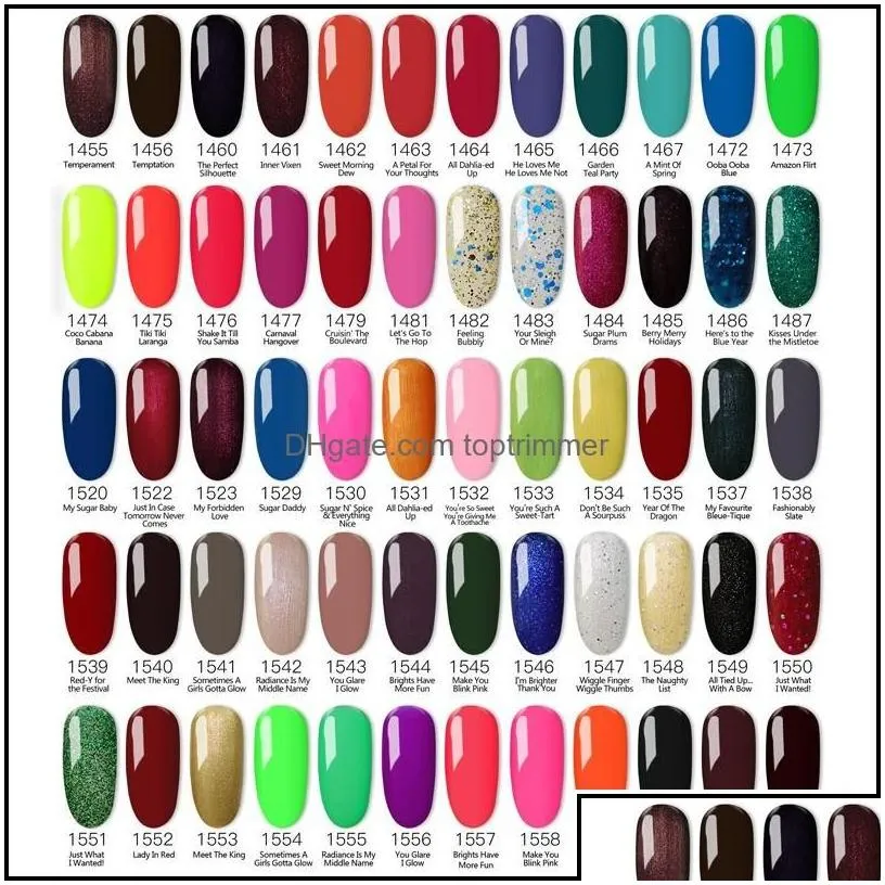 Nail Gel 100% Brand New Gel Nail Polish Soak Off 403Colors 15Ml 12Pcs Lot For Salon Nail272Q Drop Delivery 2021 Health Beauty Art Topt