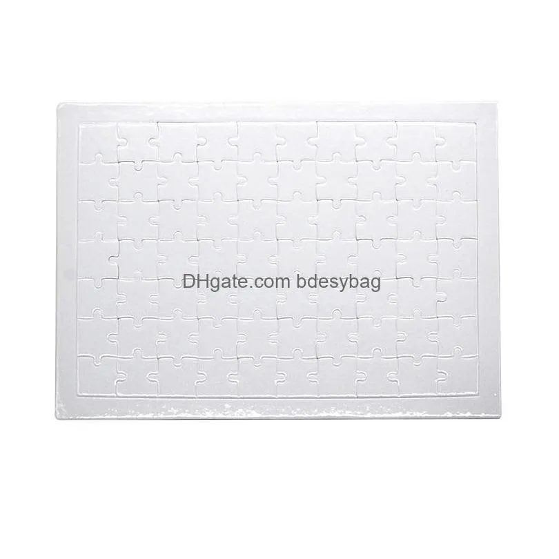 A4 70 pcs Sublimation Blanks Jigsaw Puzzles with frame for DIY Custom White Cardboard Heat Transfer Blank Puzzle