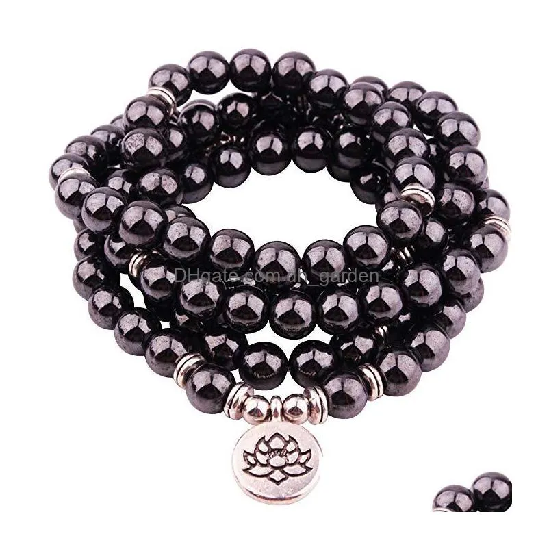 108 amazon mala bead 8mm stone beads lotus pendant necklace charm natural stone yoga bracelet