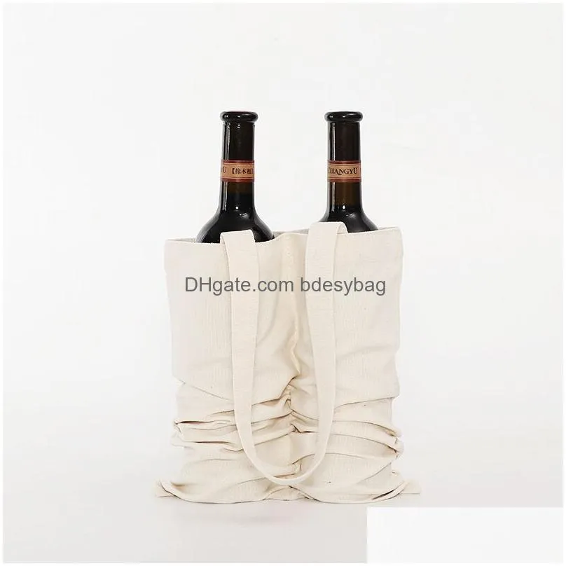 Sublimation wine bag with Drawstring Reusable Polyester Blank Bags Heat Transfer for DIY St Patricks Day Easter Birthday Wedding and