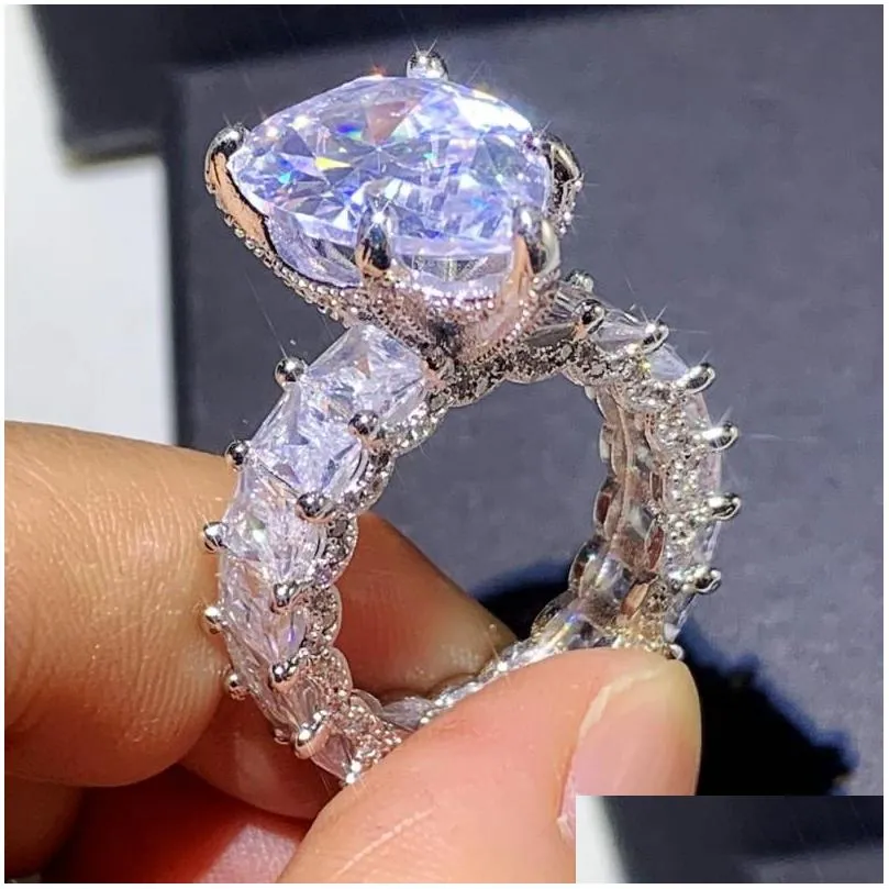 size 510 top sell luxury jewlry 925 sterling silver water drop pear cut white topaz big cz diamond gemstones women wedding band ring