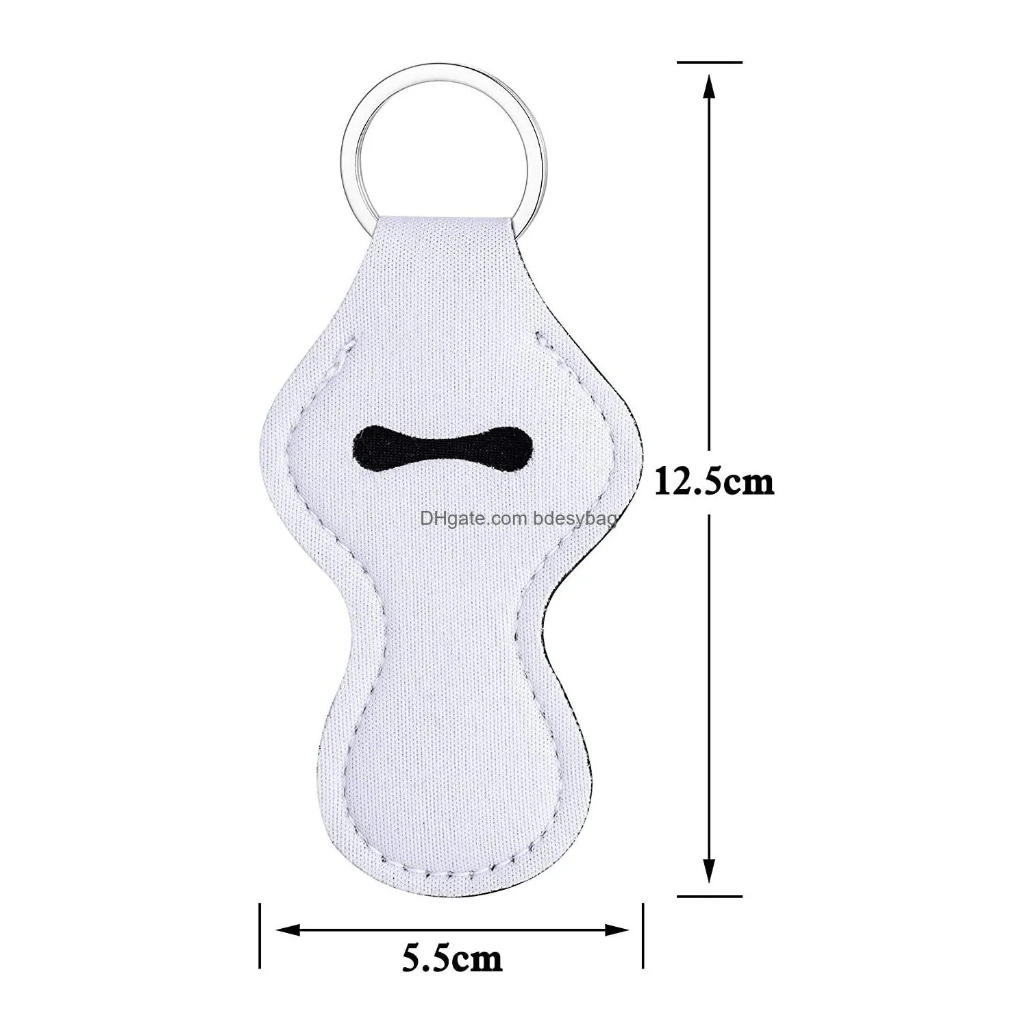 Sublimation Blanks Chapstick Holder Keychain Neoprene Lip Balm Keychains for DIY Blank Lipstick Holders