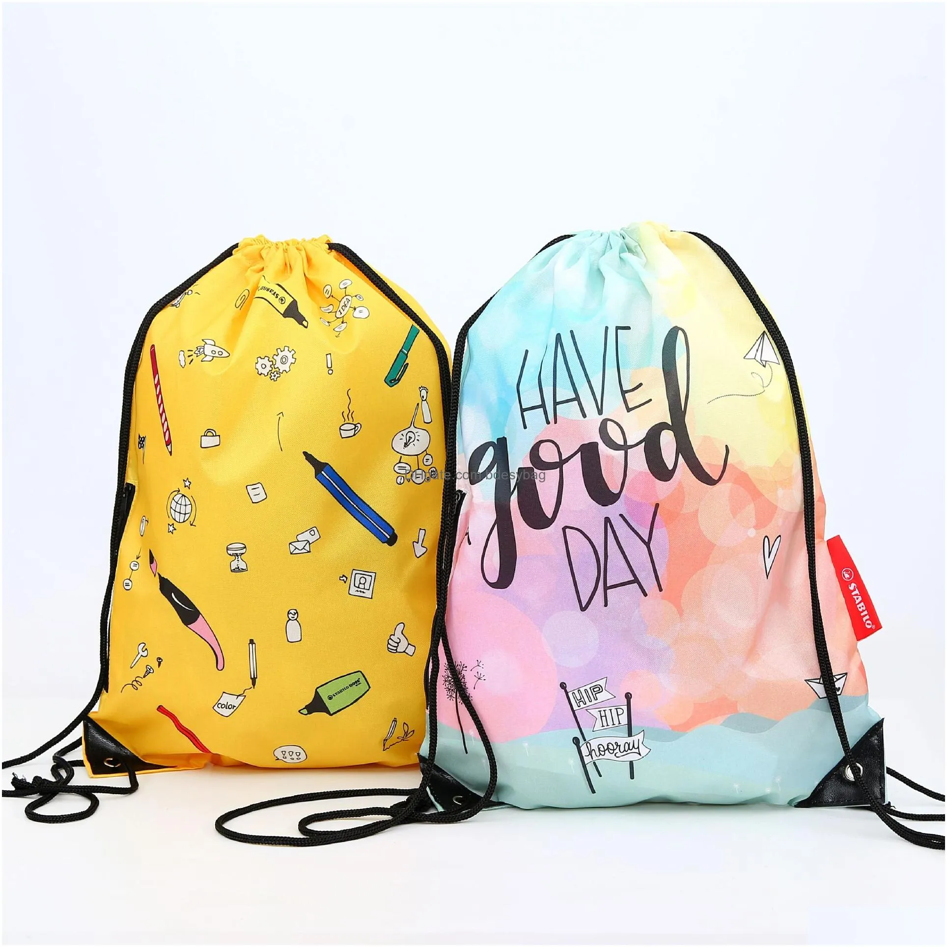 Blank Drawstring Backpack Cinch Bags Kids Nylon Draw String Bags Pack for DIY Sublimation Blanks