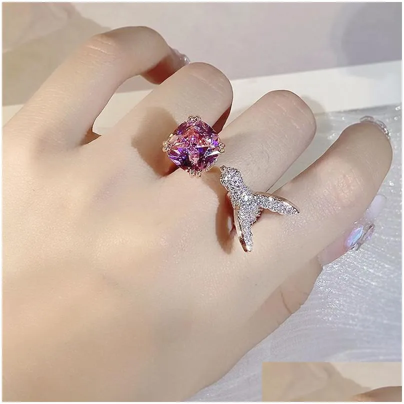 choucong original design wedding rings luxury jewelry 925 sterling silver princess cut multi 5a cubic zircon party eternity women hummingbird open adjustable