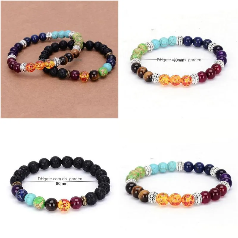 7 chakra crystal stone beads bracelets bangles for women men healing pray mala elastic yoga bracelet jewelry gifts