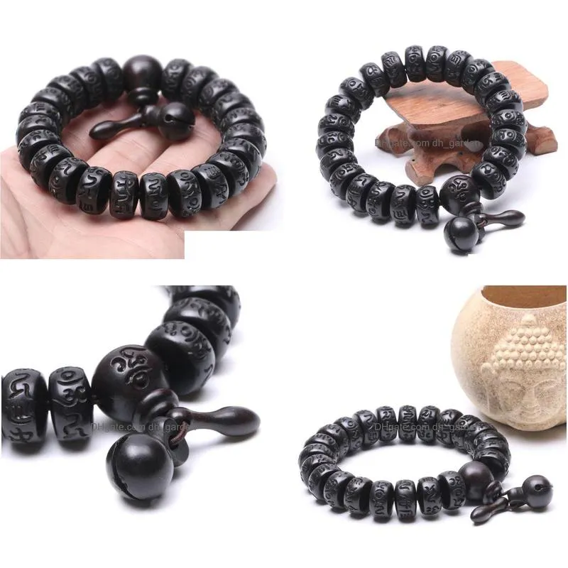 tibetan buddhist male mani padme hum bracelet wood mala prayer beads meditation men wrist wooden bracelet yoga jewelry