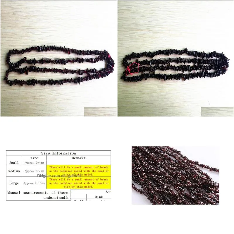 8mm natural garnet chips loose beads handmade necklace for jewelry making 34 inches 1pcs