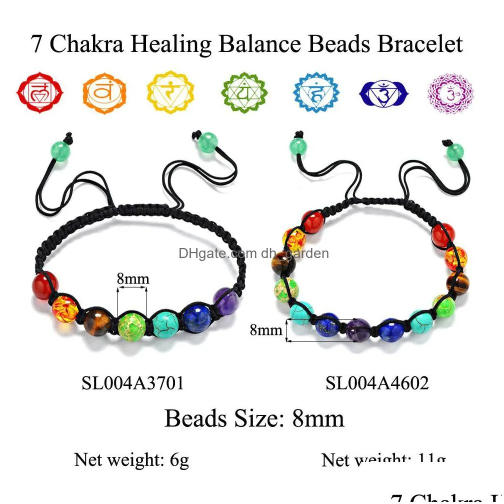 2016 new 7 chakra bracelet men beads colorful stone reiki prayer natural stone yoga bracelet for women men