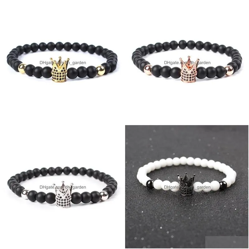  trendy imperial crown charm bracelets men natural stone stone beads for women men jewelry