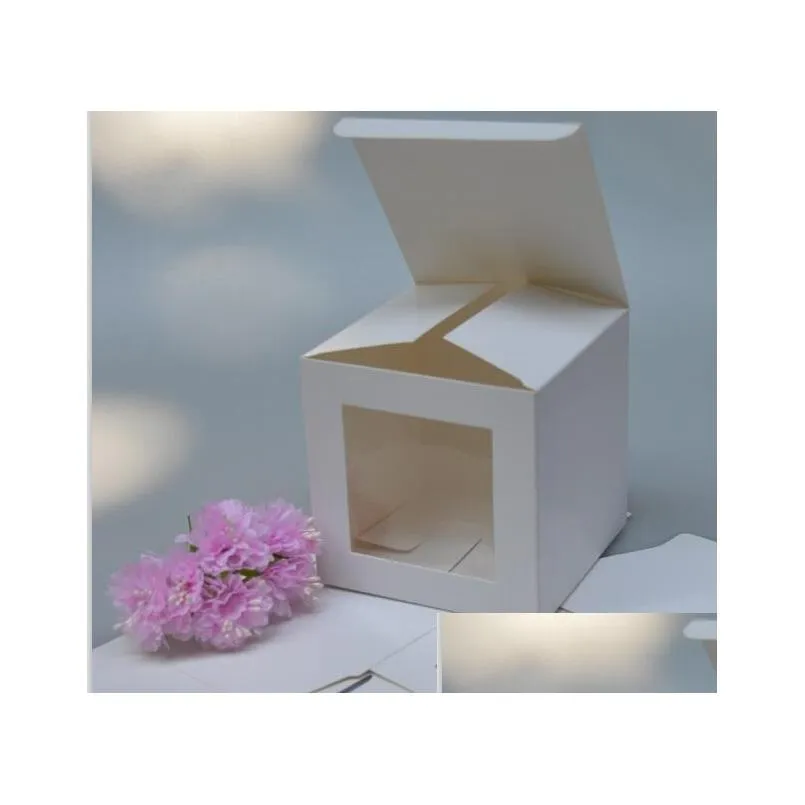 gift wrap 50pcs white cardboard paper candy box craft pvc window wedding party favor decoration 9 sizes1