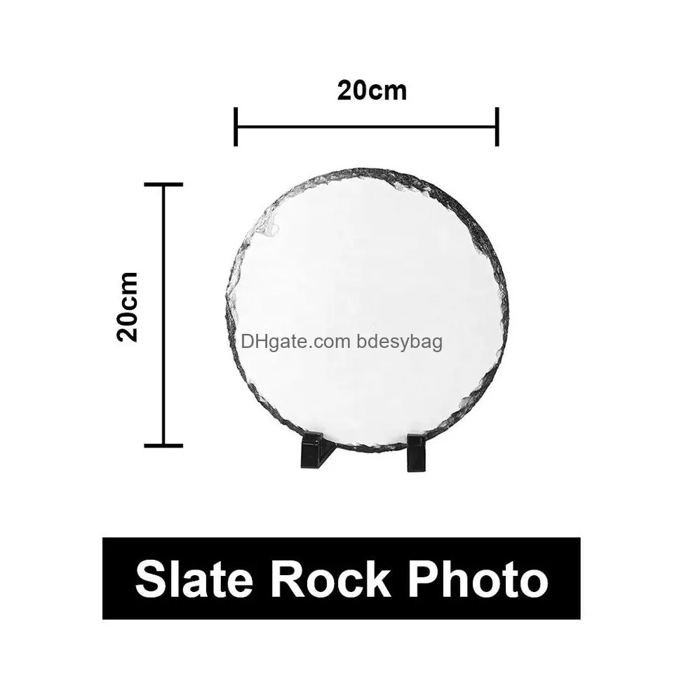 8 inch Round Sublimation Blank Slate Big Picture Frame White Heat Dye Transfer Rock Photo Plaque Blanks