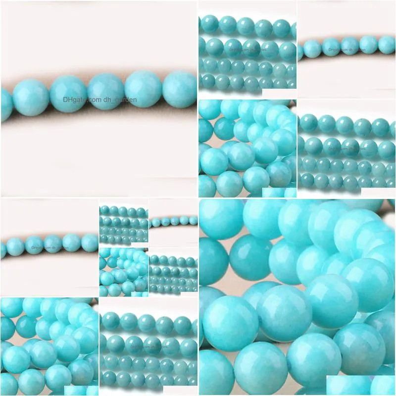 8mm factory price natural stone aqua amazonite round loose beads 16 strand 4 6 8 10 12 mm pick size for jewelry making