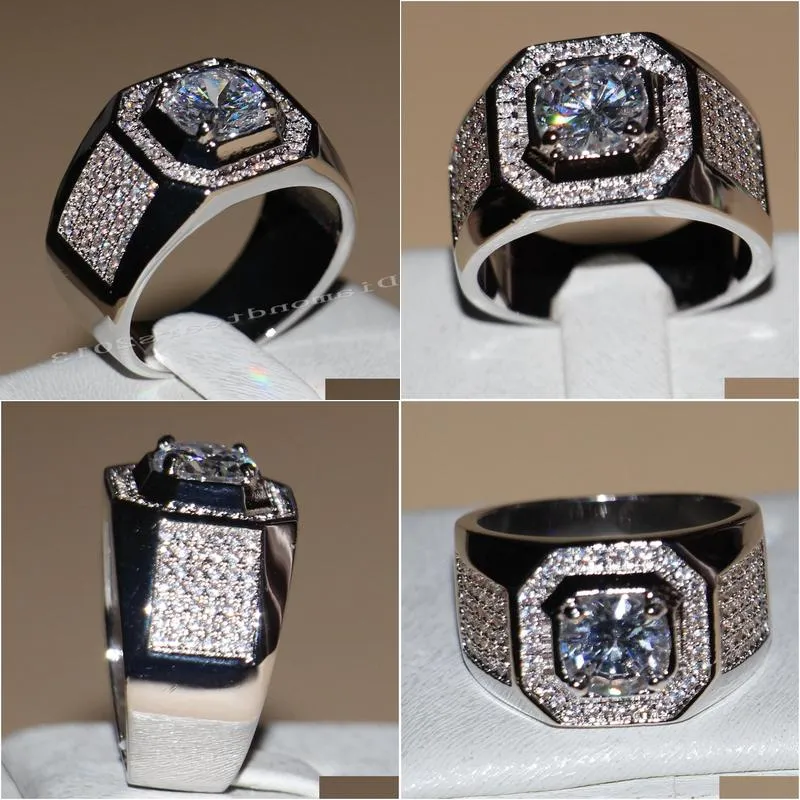 victoria wieck vintage jewelry 10kt white gold filled topaz simulated diamond wedding pave band rings for men size 8/9/11/12/13
