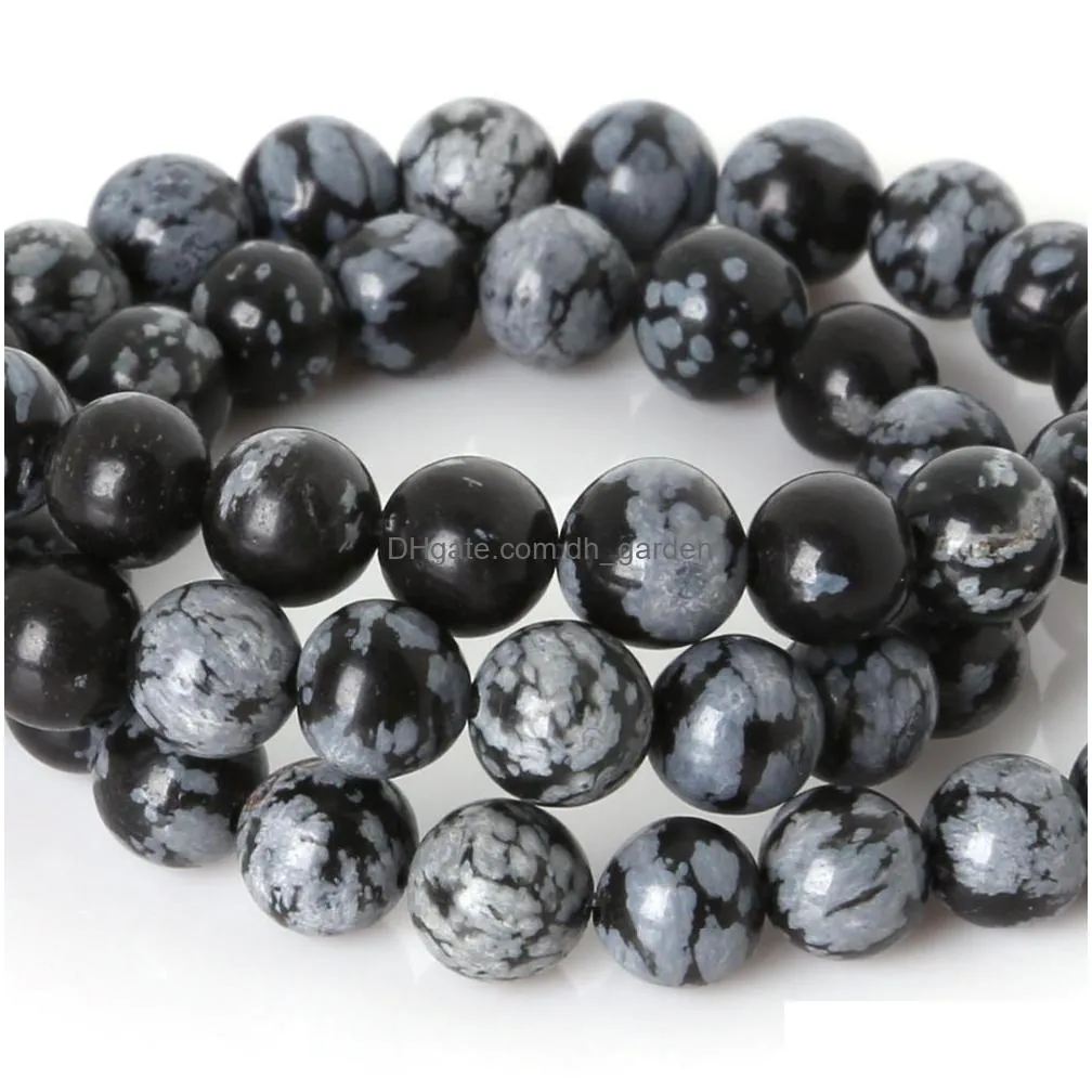 8mm snowflake obsidian loose beads round 4 6 8 10mm natural stone beads for jewelry making diy bead bracelet necklace high quality