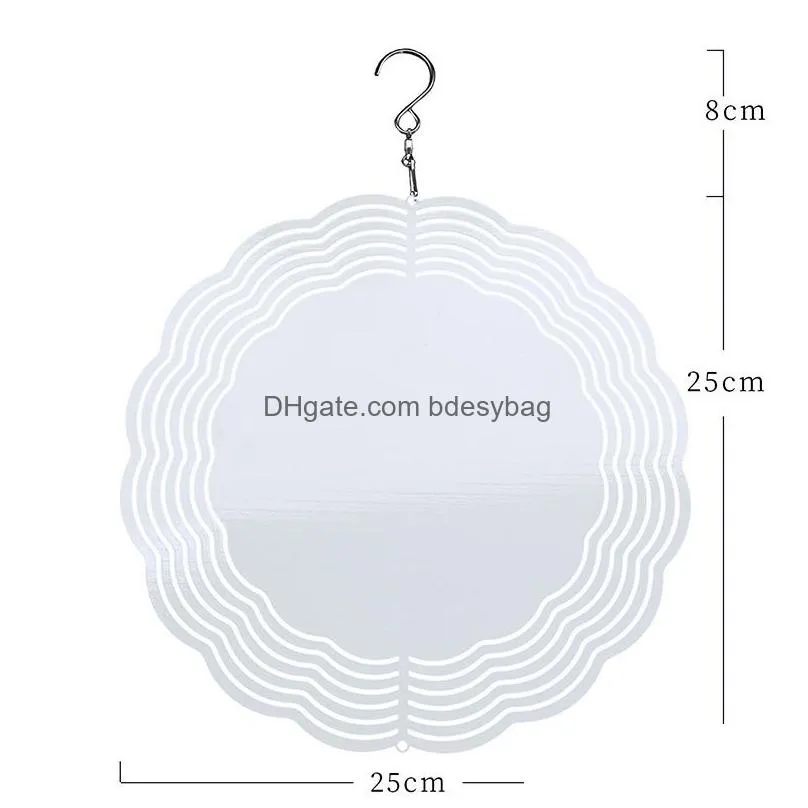 Sublimation Blank Wind Spinner 10 inch Aluminum Spinners Outdoor Hanging Garden Decoration Metal Blanks For DIY Both Sides printable
