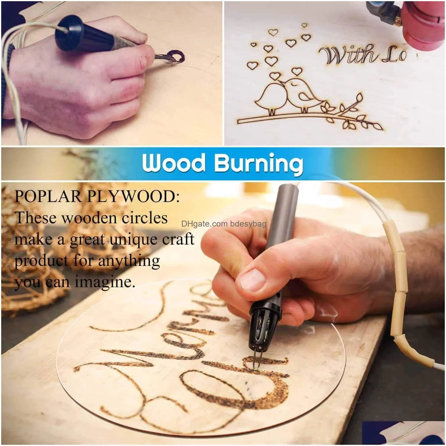Unfinished Wood Crafts Blanks Decor for DIY Wood Burning Painting Staining Rounds Wooden Circles Cutouts Door Hanger