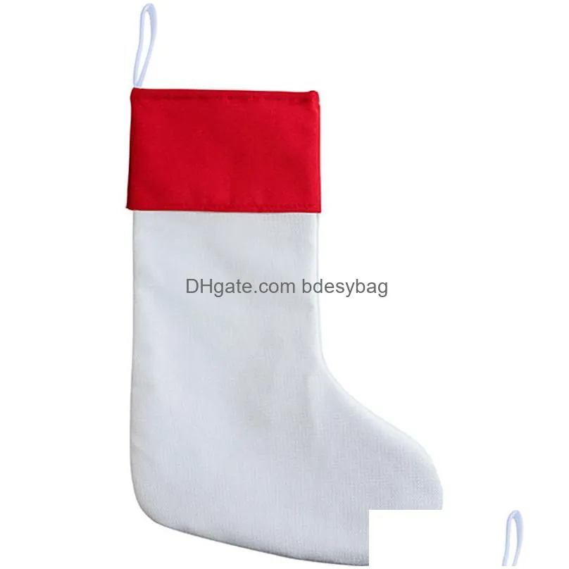 Sublimation Blank Christmas Burlap Stockings Fireplace Hanging Stocking Blanks for Family Christmas Decoration Holiday Season Party