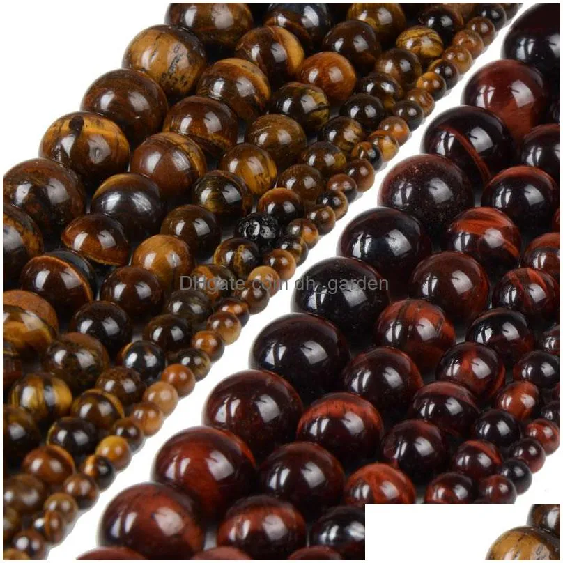 4 6 8 10mm natural stone beads black lava tiger eye bulk loose stone beads for diy making bracelet necklace jewelry