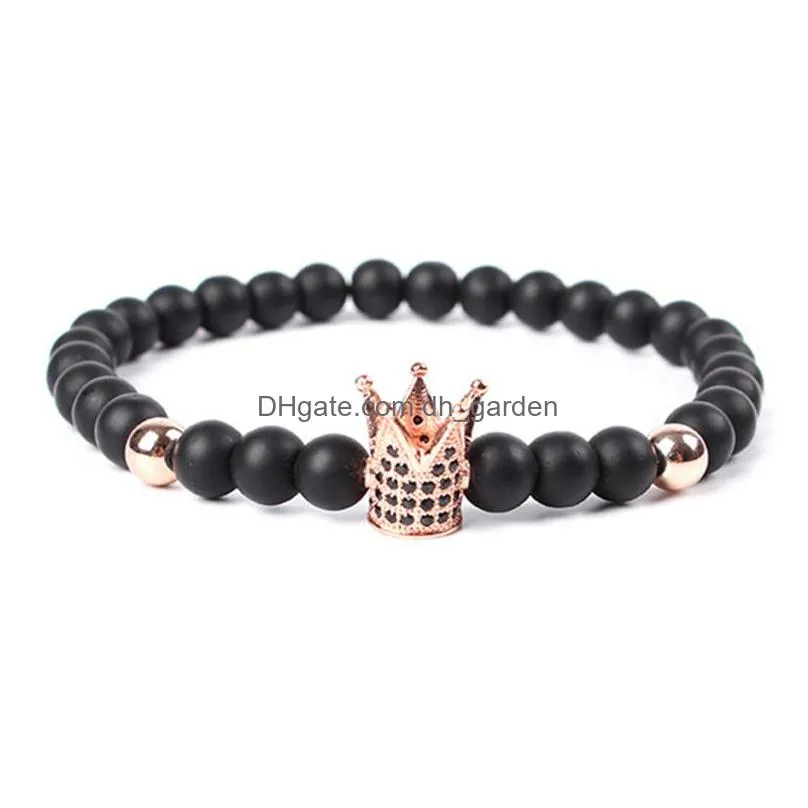  trendy imperial crown charm bracelets men natural stone stone beads for women men jewelry