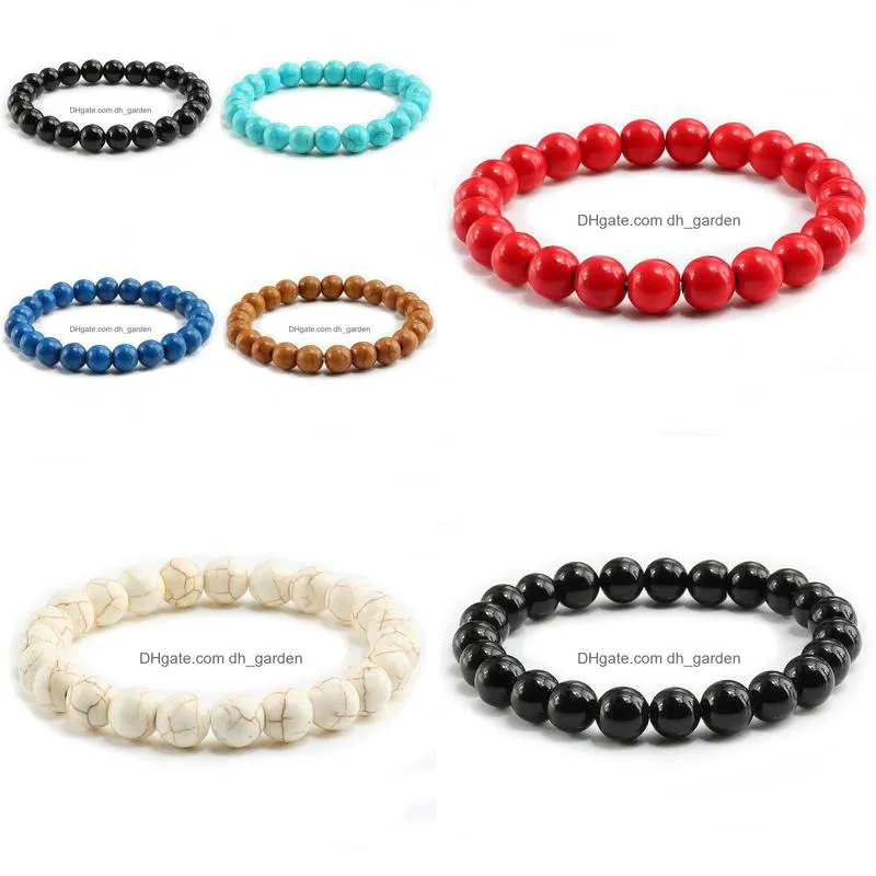 high quality blue white green red natural turquoises stone bracelet femme charms 8mm men strand beads yoga bracelets women